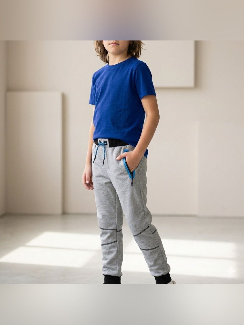 Steve's Jeans Boys Gray Moto Joggers Athletic Sweatpants Pants Youth Size 10/12